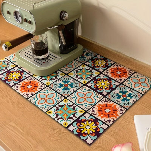 Planet Gates 1pc, Dish Drying Pad, Coffee Machine Absorbent Mat, Kitchen Countertop Absorbent Pad, Washstand Drain Mat, Soft Diatom Mud Faucet Absorbent Mat, Toilet Washstand Cup Mat, Kitchen Accessories, Bathroom Accessories