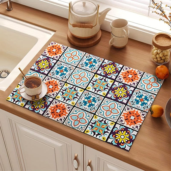 Planet Gates 1pc, Dish Drying Pad, Coffee Machine Absorbent Mat, Kitchen Countertop Absorbent Pad, Washstand Drain Mat, Soft Diatom Mud Faucet Absorbent Mat, Toilet Washstand Cup Mat, Kitchen Accessories, Bathroom Accessories