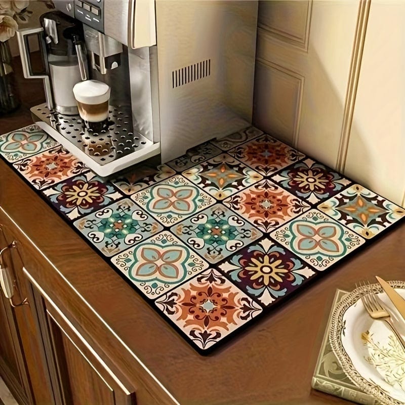 Planet Gates 1pc, Dish Drying Pad, Coffee Machine Absorbent Mat, Kitchen Countertop Absorbent Pad, Washstand Drain Mat, Soft Diatom Mud Faucet Absorbent Mat, Toilet Washstand Cup Mat, Kitchen Accessories, Bathroom Accessories