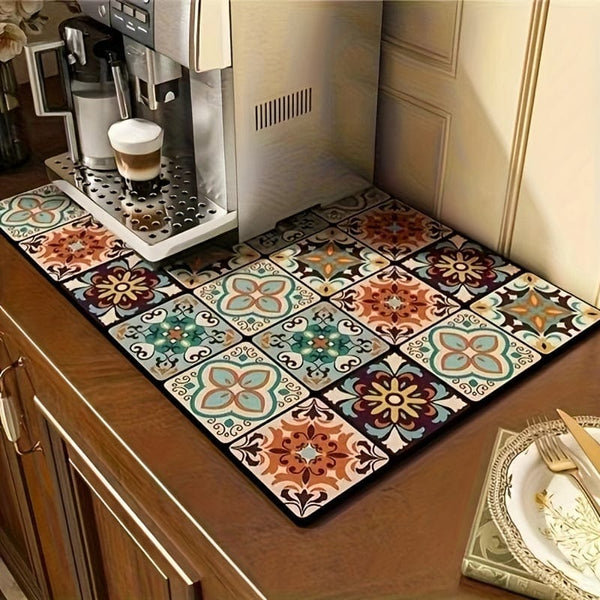 Planet Gates 1pc, Dish Drying Pad, Coffee Machine Absorbent Mat, Kitchen Countertop Absorbent Pad, Washstand Drain Mat, Soft Diatom Mud Faucet Absorbent Mat, Toilet Washstand Cup Mat, Kitchen Accessories, Bathroom Accessories