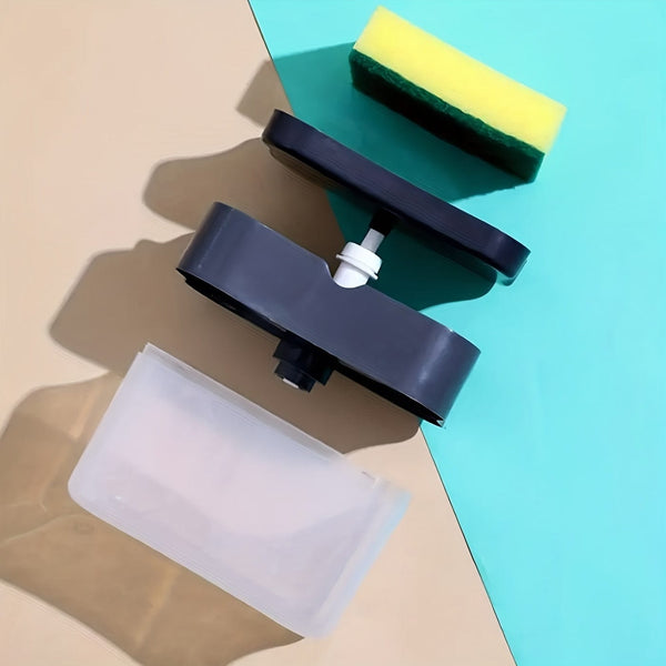 Planet Gates 1pc Dish Soap pump Dispenser And Sponge Holder, Metallic Silvery For Kitchen Sink, No Sponge, 4.5in*2.5in*0.7in, 0.37lb