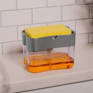 Planet Gates 1pc Dish Soap pump Dispenser And Sponge Holder, Metallic Silvery For Kitchen Sink, No Sponge, 4.5in*2.5in*0.7in, 0.37lb