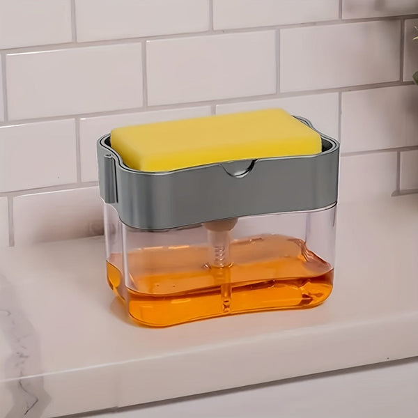 Planet Gates 1pc Dish Soap pump Dispenser And Sponge Holder, Metallic Silvery For Kitchen Sink, No Sponge, 4.5in*2.5in*0.7in, 0.37lb