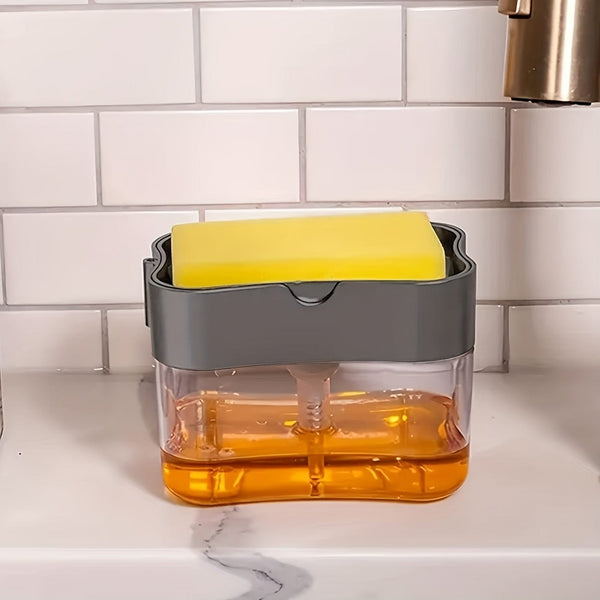 Planet Gates 1pc Dish Soap pump Dispenser And Sponge Holder, Metallic Silvery For Kitchen Sink, No Sponge, 4.5in*2.5in*0.7in, 0.37lb