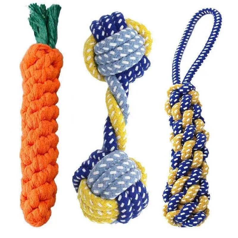 Planet Gates 1PC Dog Toy Carrot Knot Rope Ball Cotton Rope Dumbbell Puppy Cleaning Teeth Chew Toy Durable Braided Bite Resistant Pet Supplies