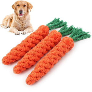 Planet Gates 1PC Dog Toy Carrot Knot Rope Ball Cotton Rope Dumbbell Puppy Cleaning Teeth Chew Toy Durable Braided Bite Resistant Pet Supplies