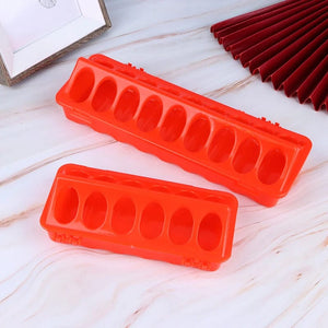 Planet Gates 1Pc Double Row 12/18 Holes Poultry Ground Feeder Plastic Clamshell Feeding Chicken Groove Farm Breeding Supplies