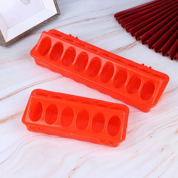 Planet Gates 1Pc Double Row 12/18 Holes Poultry Ground Feeder Plastic Clamshell Feeding Chicken Groove Farm Breeding Supplies