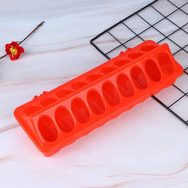 Planet Gates 1Pc Double Row 12/18 Holes Poultry Ground Feeder Plastic Clamshell Feeding Chicken Groove Farm Breeding Supplies