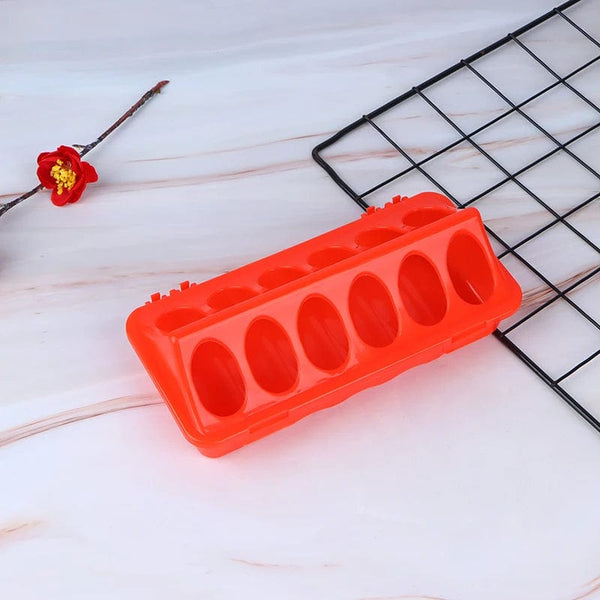 Planet Gates 1Pc Double Row 12/18 Holes Poultry Ground Feeder Plastic Clamshell Feeding Chicken Groove Farm Breeding Supplies
