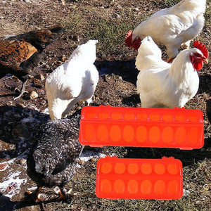 Planet Gates 1Pc Double Row 12/18 Holes Poultry Ground Feeder Plastic Clamshell Feeding Chicken Groove Farm Breeding Supplies