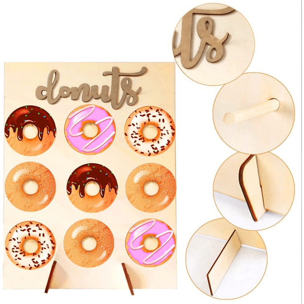 Planet Gates 1pc Doughnut Display Stand Made Of Wood, Various Shapes, Doughnut Wall Stand, Wedding Party Decoration Display Board, Birthday Party Decoration, Oval Square Hexagonal Shape