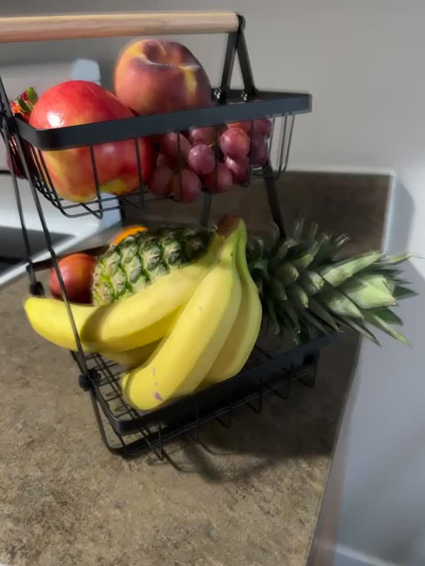 Planet Gates 1pc Drain Basket, 2/3tier Storage Basket Countertop For Bathroom, Fruit Basket, Vegetable Basket, Basket Bowl Removable Wire Basket With Wooden Handle For Bathroom, Home Room Kitchen Storage Supplies