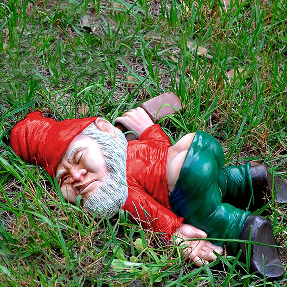 Planet Gates 1pc Drunken Garden Gnome Statue, 15cm Resin Garden Gnome Crafts, Garden Decoration, Creative Garden Statue Decor, Weatherproof Funny Garden Gnome Ornament For Outdoor Indoor Yard Lawn Porch Decor