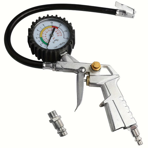 Planet Gates 1pc Economical Model Tyre Pressure Gauge, Tire Inflating Gun With Pressure Gauge, Car Repairing Tools With Rubber Hose