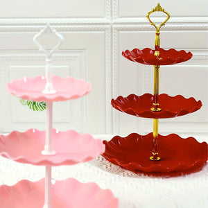 Planet Gates 1pc, Elegant 3 Tier Cupcake Stand for Tea Parties, Weddings, and More - Ruffled or Laciness Design - Perfect for Decorating and Serving Desserts - Table and Kitchen Accessories