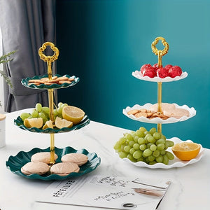 Planet Gates 1pc, Elegant 3 Tier Cupcake Stand for Tea Parties, Weddings, and More - Ruffled or Laciness Design - Perfect for Decorating and Serving Desserts - Table and Kitchen Accessories