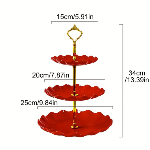 Planet Gates 1pc, Elegant 3 Tier Cupcake Stand for Tea Parties, Weddings, and More - Ruffled or Laciness Design - Perfect for Decorating and Serving Desserts - Table and Kitchen Accessories