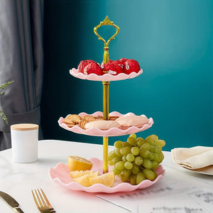 Planet Gates 1pc, Elegant 3 Tier Cupcake Stand for Tea Parties, Weddings, and More - Ruffled or Laciness Design - Perfect for Decorating and Serving Desserts - Table and Kitchen Accessories