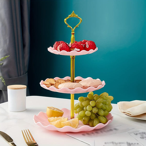 Planet Gates 1pc, Elegant 3 Tier Cupcake Stand for Tea Parties, Weddings, and More - Ruffled or Laciness Design - Perfect for Decorating and Serving Desserts - Table and Kitchen Accessories