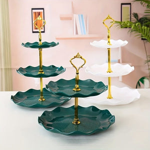 Planet Gates 1pc, Elegant 3 Tier Cupcake Stand for Tea Parties, Weddings, and More - Ruffled or Laciness Design - Perfect for Decorating and Serving Desserts - Table and Kitchen Accessories