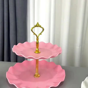 Planet Gates 1pc, Elegant 3 Tier Cupcake Stand for Tea Parties, Weddings, and More - Ruffled or Laciness Design - Perfect for Decorating and Serving Desserts - Table and Kitchen Accessories