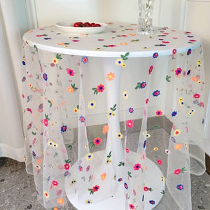 Planet Gates 1pc European Lace Tablecloth, Polyester Embroidered Table Cover For Dining, Coffee Table, Side Table, TV Cabinet, Elegant Home Decor, Outdoor Garden Wedding Decoration