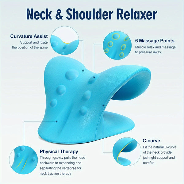 Planet Gates 1pc EVA Neck And Shoulder Relaxer, C-Shape Cervical Traction Device, Neck Relax And Cervical Spine Alignment, Chiropractic Pillow Neck Stretcher Massager