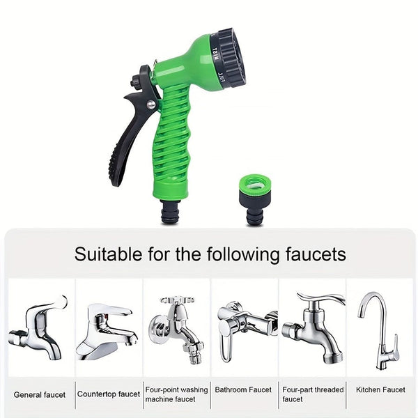 Planet Gates 1pc Expandable Garden Hose Flexiable Water Hose With 7 Function Nozzle Lightweight Retractable Garden Hose For Outdoor, 7.62meter-60.96meter