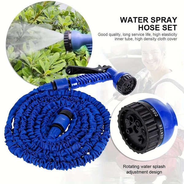 Planet Gates 1pc Expandable Garden Hose Flexiable Water Hose With 7 Function Nozzle Lightweight Retractable Garden Hose For Outdoor, 7.62meter-60.96meter