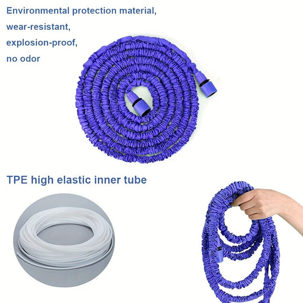 Planet Gates 1pc Expandable Garden Hose Flexiable Water Hose With 7 Function Nozzle Lightweight Retractable Garden Hose For Outdoor, 7.62meter-60.96meter