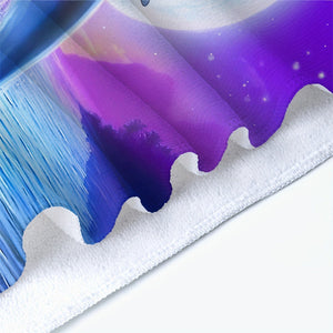 Planet Gates 1pc Fantasy Dolphin & Moon Printed Beach Towel, Fade-Resistant Oversized Beach Blanket, Super Absorbent Bath Towel, Suitable For Travel Pool Diving Surfing Yoga Camping, Beach Accessories, Beach Essentials, Travel Supplies