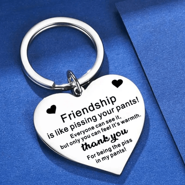 Planet Gates 1pc Fashion Casual Stainless Steel Heart Engraved Letters Key Chain For Best Friend
