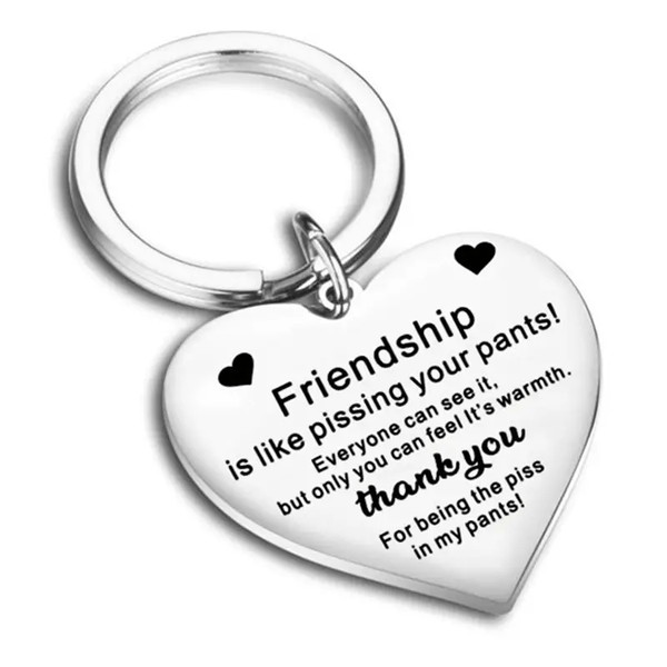 Planet Gates 1pc Fashion Casual Stainless Steel Heart Engraved Letters Key Chain For Best Friend