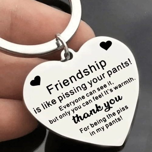 Planet Gates 1pc Fashion Casual Stainless Steel Heart Engraved Letters Key Chain For Best Friend
