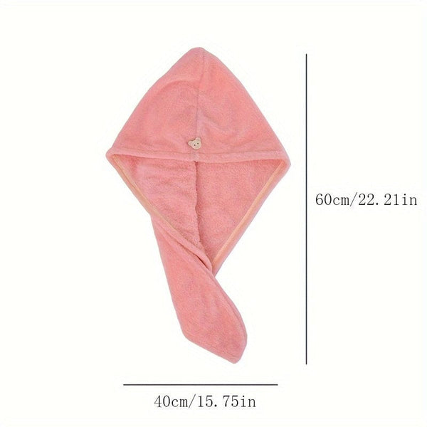 Planet Gates 1pc Fast-Absorbent Hair Towel Wrap, Quick-Drying Hair Turban With Button, Soft And Comfortable Women's Daily Head Towel Wrap, Bathroom Supplies, Home Supplies