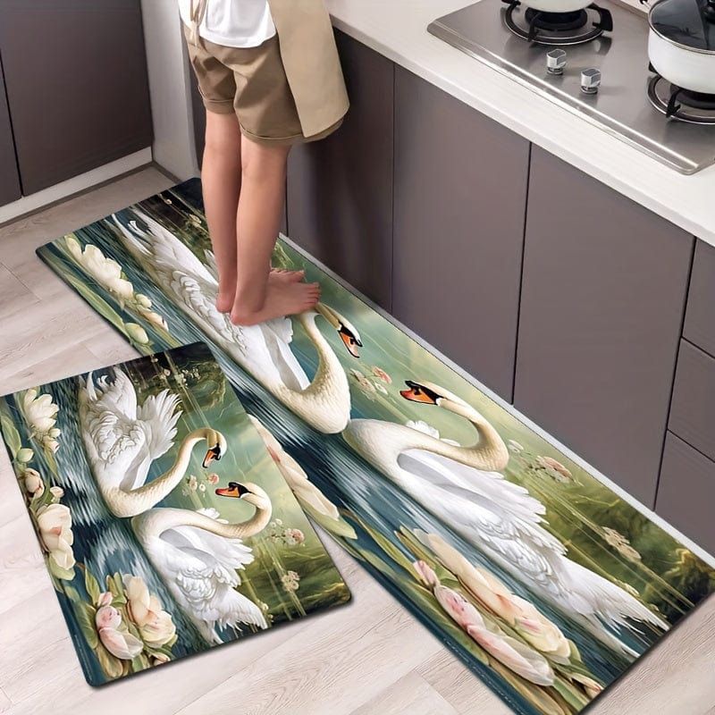 Planet Gates 1pc Flannel 3D Printing Non-Slip, Waterproof, And Dirt-Resistant Kitchen Floor Mat - Machine Washable And Rugs Perfect For Living Room, Laundry, And Bathroom - Enhance Room Decor And Protect Floors Mats