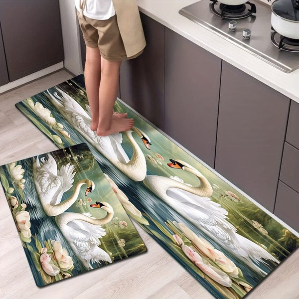 Planet Gates 1pc Flannel 3D Printing Non-Slip, Waterproof, And Dirt-Resistant Kitchen Floor Mat - Machine Washable And Rugs Perfect For Living Room, Laundry, And Bathroom - Enhance Room Decor And Protect Floors Mats