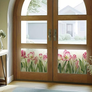 Planet Gates 1pc Floral Print Electrostatic Window Film - Enhance Your Home Decor with a Beautiful Flower Theme