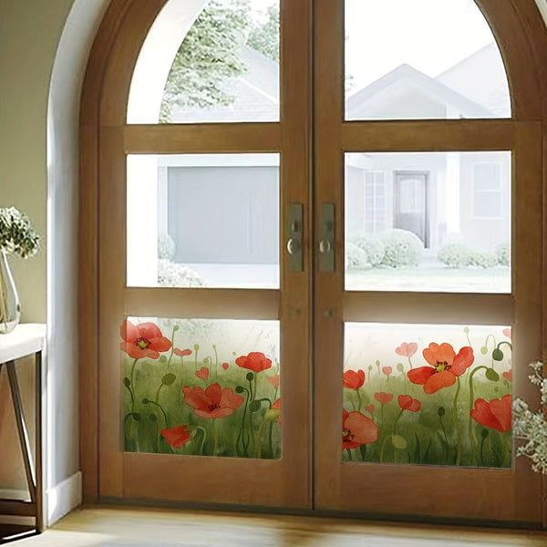 Planet Gates 1pc Floral Print Electrostatic Window Film - Enhance Your Home Decor with a Beautiful Flower Theme