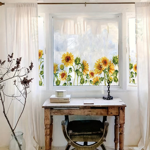 Planet Gates 1pc Floral Print Electrostatic Window Film - Enhance Your Home Decor with a Beautiful Flower Theme