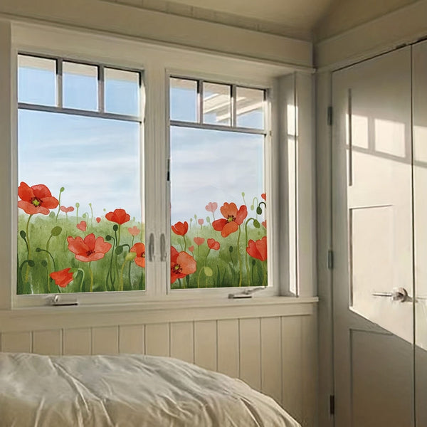 Planet Gates 1pc Floral Print Electrostatic Window Film - Enhance Your Home Decor with a Beautiful Flower Theme