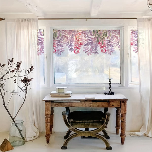 Planet Gates 1pc Floral Print Electrostatic Window Film - Enhance Your Home Decor with a Beautiful Flower Theme