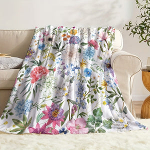 Planet Gates 1pc Flower Print Blanket, Soft Cozy Throw Blanket Nap Blanket For Travel Sofa Bed Office Home Decor, Birthday Holiday Gift Blanket For Girls Adults, Available All Season