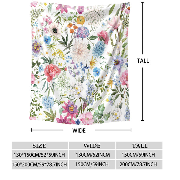 Planet Gates 1pc Flower Print Blanket, Soft Cozy Throw Blanket Nap Blanket For Travel Sofa Bed Office Home Decor, Birthday Holiday Gift Blanket For Girls Adults, Available All Season