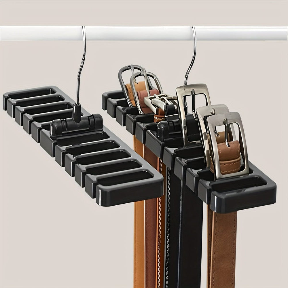 Planet Gates 1pc Foldable Belts Storage Hanger With Slots, Multi-functional Plastic Clothes Hanger For Ties, Belts, Household Storage Organizer For Bathroom, Bedroom, Closet, Wardrobe, Home, Dorm, Bedroom Accessories