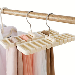 Planet Gates 1pc Foldable Belts Storage Hanger With Slots, Multi-functional Plastic Clothes Hanger For Ties, Belts, Household Storage Organizer For Bathroom, Bedroom, Closet, Wardrobe, Home, Dorm, Bedroom Accessories