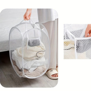 Planet Gates 1pc Folding Laundry Basket, Organizer For Dirty Clothes, Bathroom Clothes Mesh Storage Bag, Household Wall Hanging Basket, Laundry Organization And Storage Supplies For Bathroom Bedroom Laundry Room Dorm