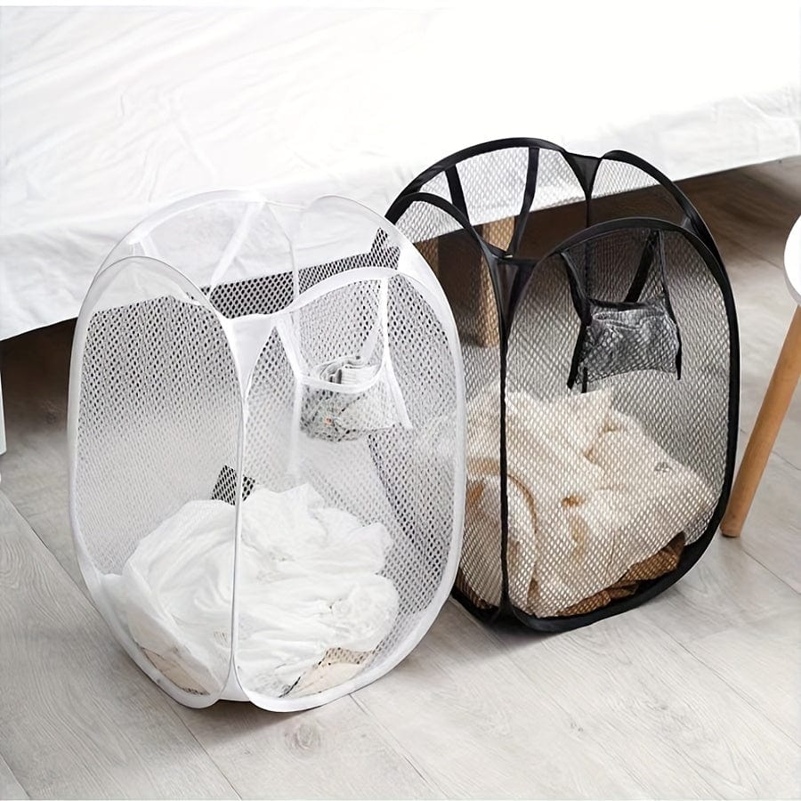 Planet Gates Black 1pc Folding Laundry Basket, Organizer For Dirty Clothes, Bathroom Clothes Mesh Storage Bag, Household Wall Hanging Basket, Laundry Organization And Storage Supplies For Bathroom Bedroom Laundry Room Dorm