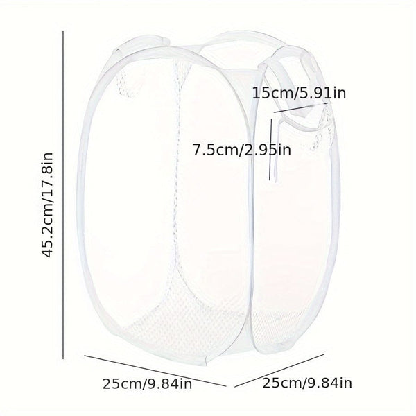 Planet Gates 1pc Folding Laundry Basket, Organizer For Dirty Clothes, Bathroom Clothes Mesh Storage Bag, Household Wall Hanging Basket, Laundry Organization And Storage Supplies For Bathroom Bedroom Laundry Room Dorm